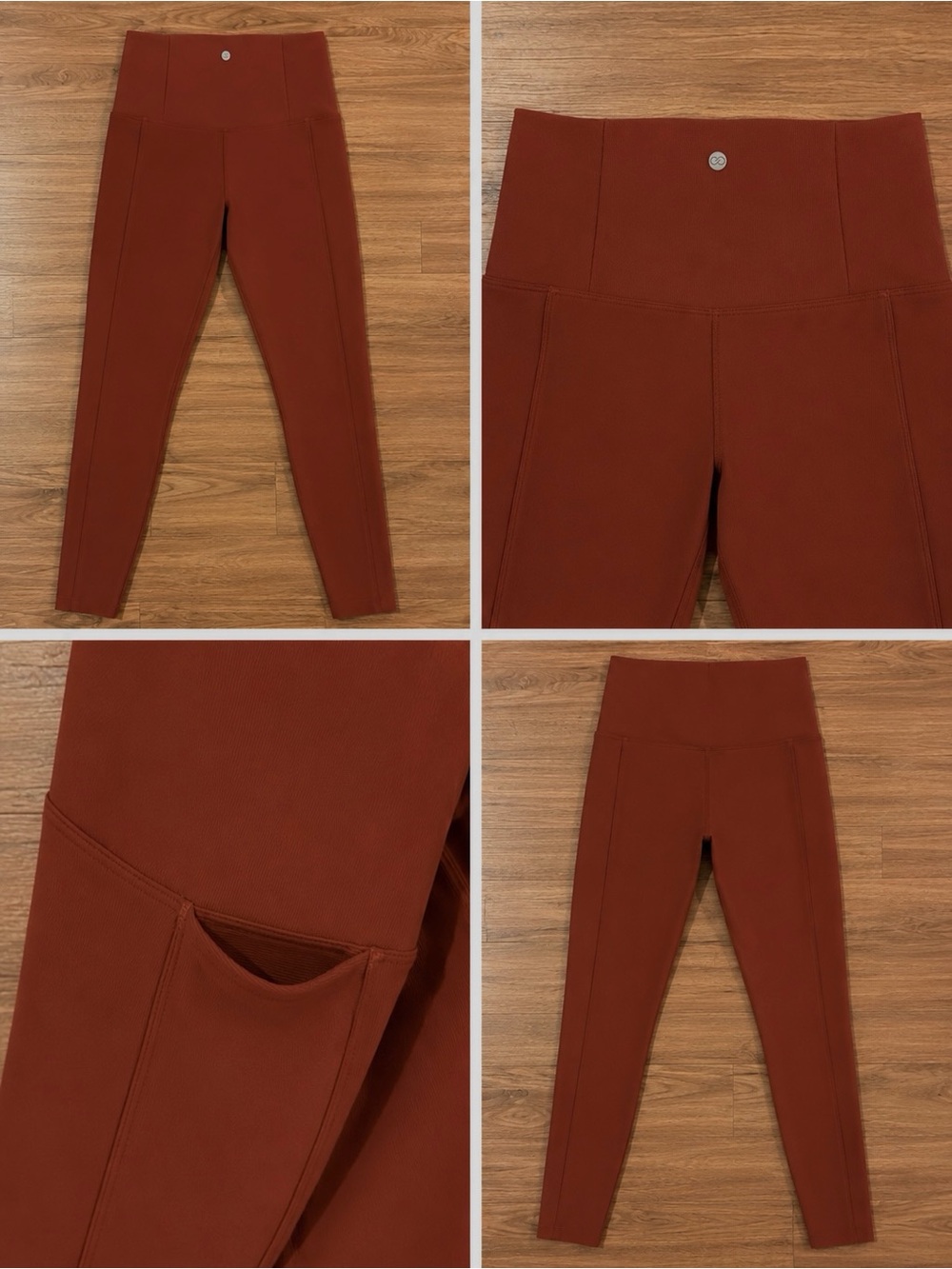 High-Waist Rust Leggings with Side Pocket